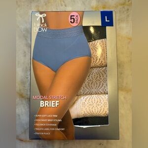 Black Bow Modal Stretch Briefs - neutral colors. 5 pairs